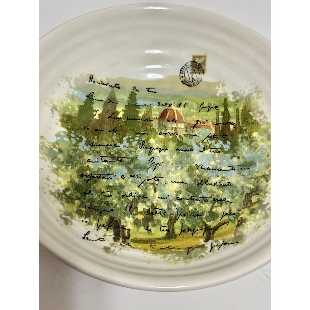 Ceramica Cuore Italy Pasta Bowl Tuscan Landscape Italian Countryside Script
